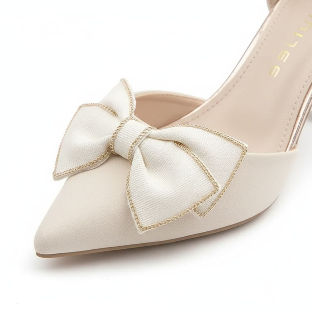 Amelia | Elegant Satin Bow Pointed Stiletto Heels