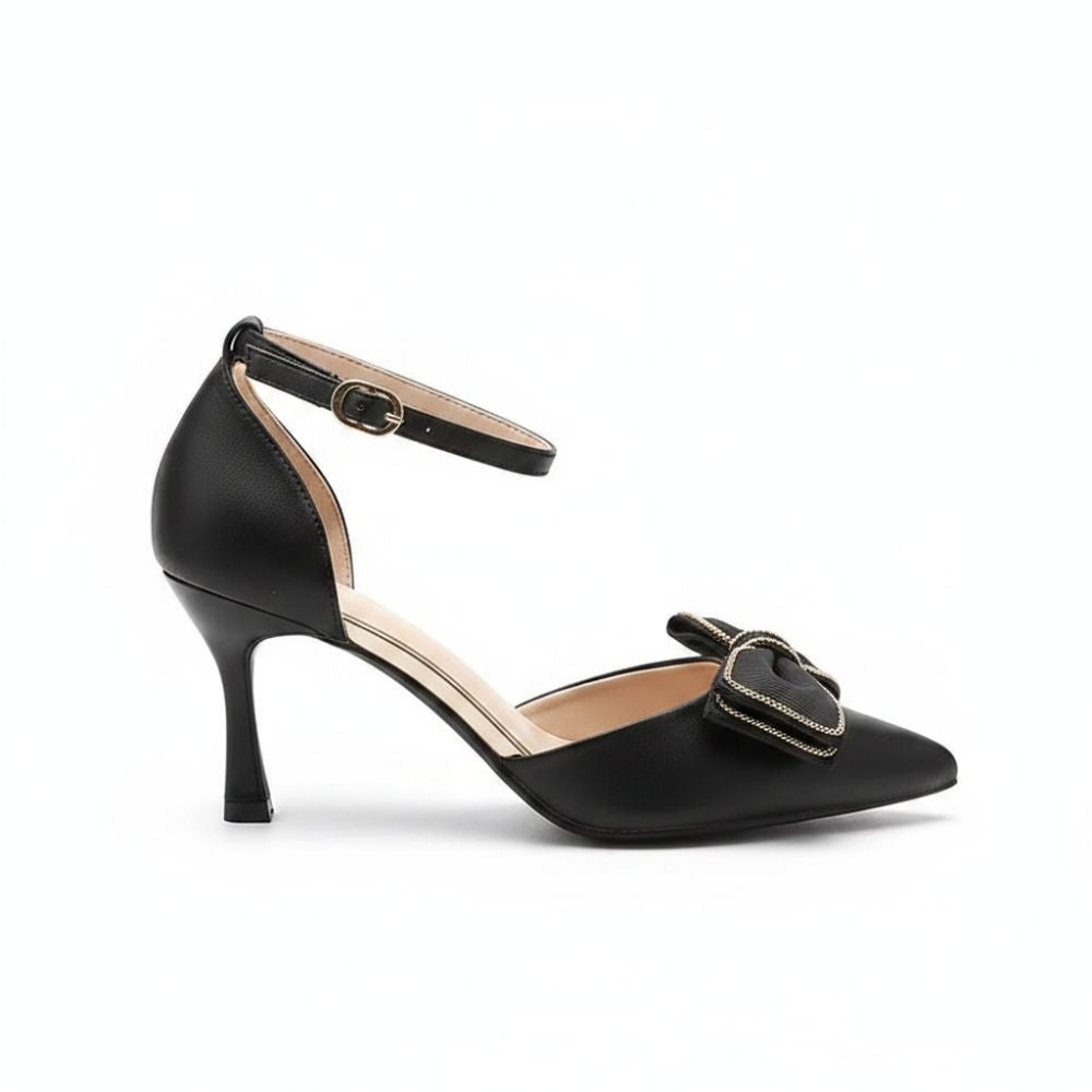 Amelia | Elegant Satin Bow Pointed Stiletto Heels
