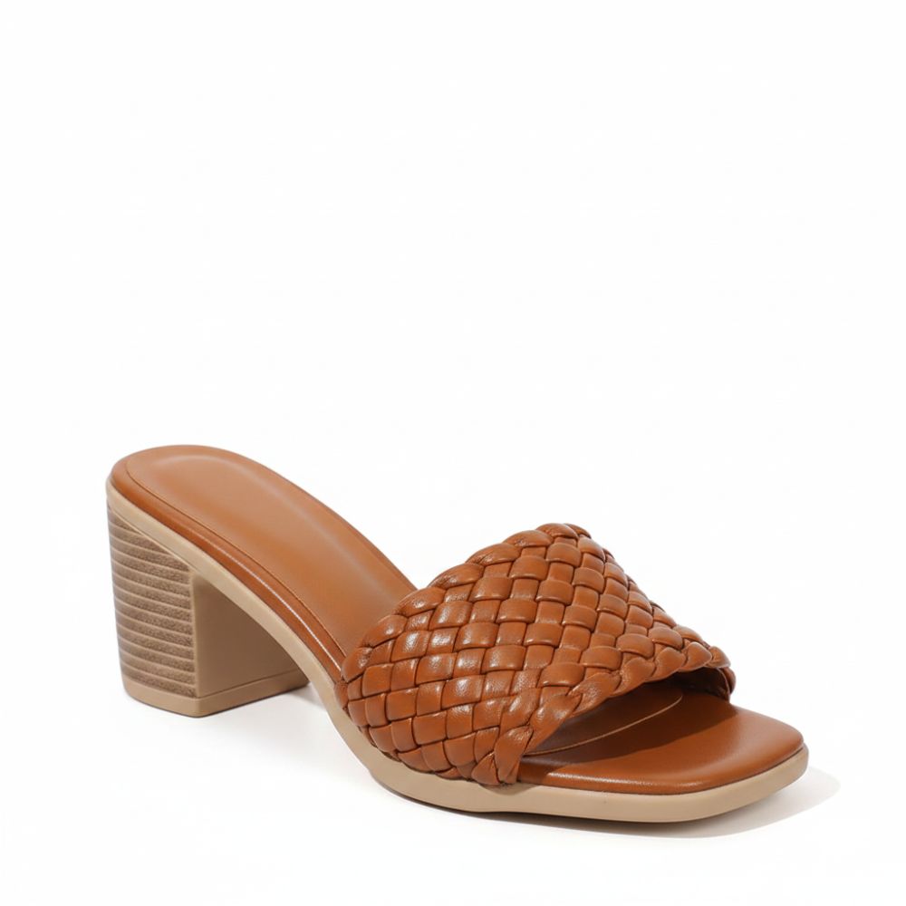 Olivia | Elegant Woven Slip On Peep Toe Heel Sandals