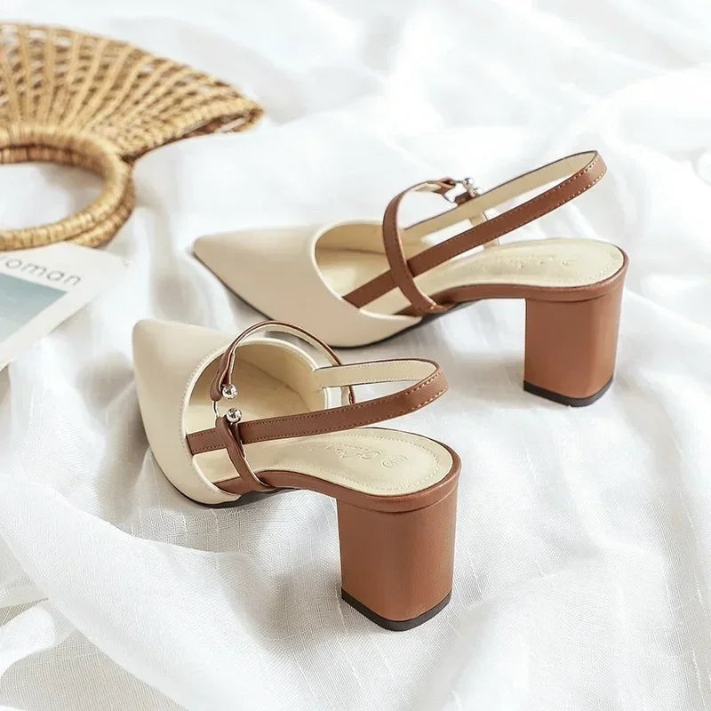 June pointed slingback heels - Brown