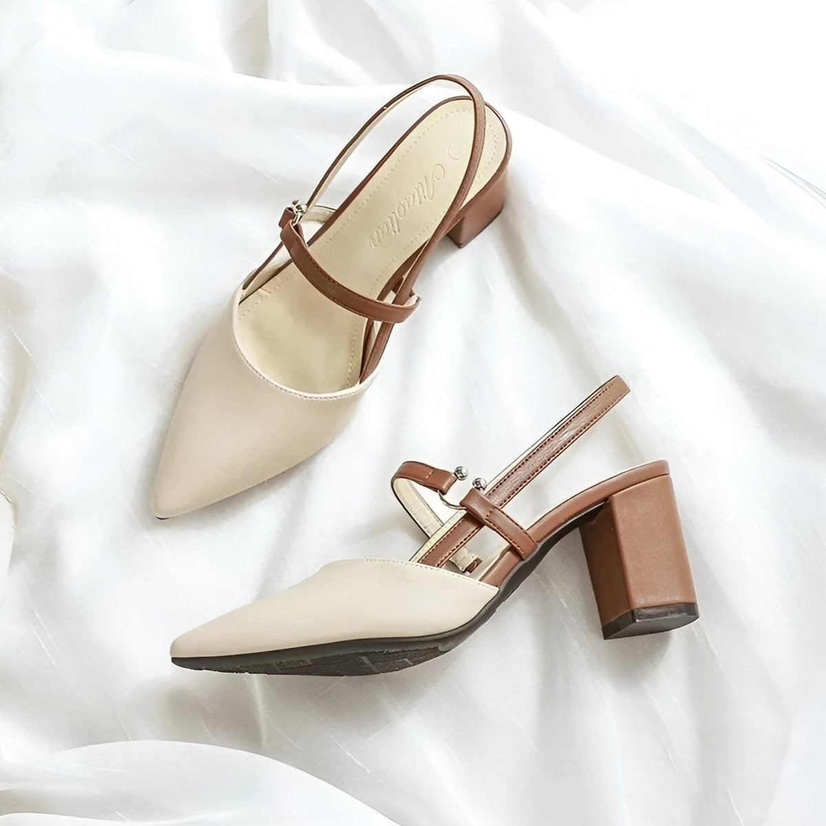 June pointed slingback heels - Brown