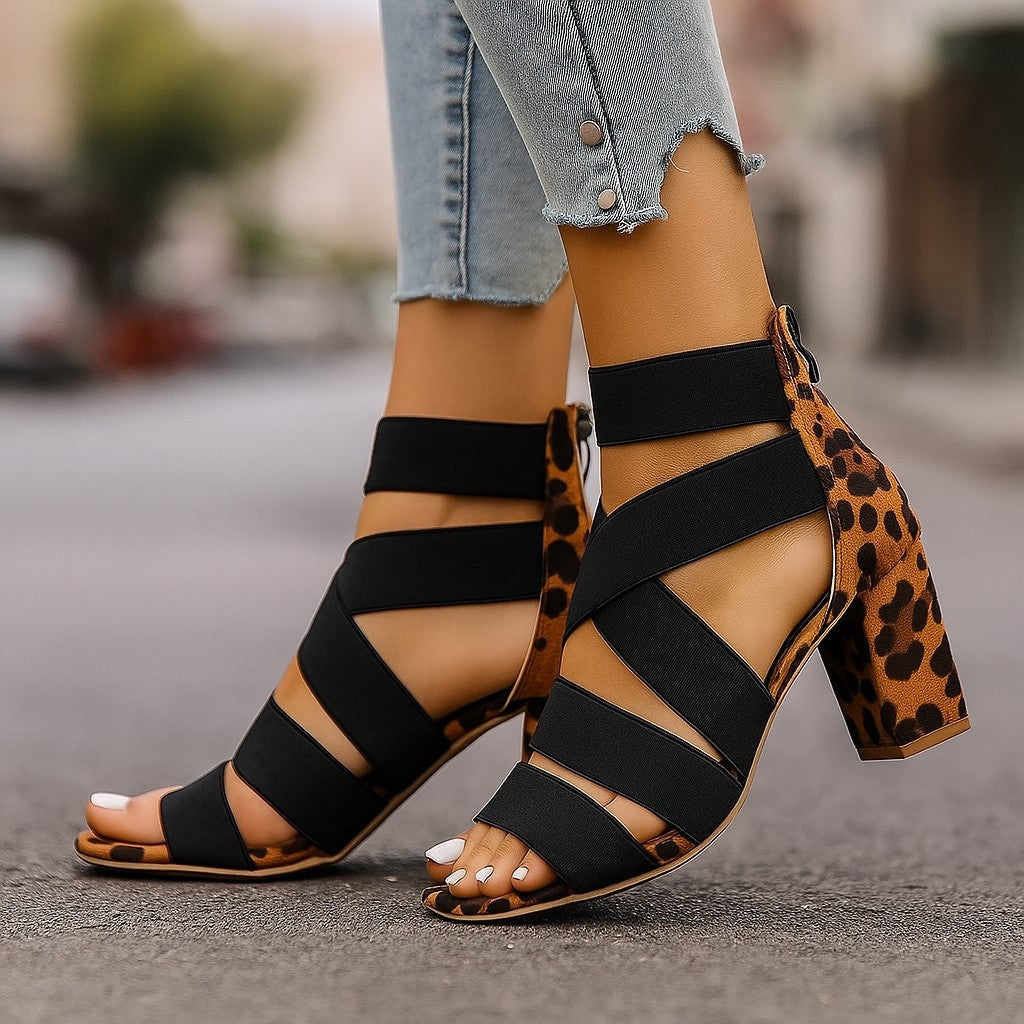 Lila strappy block heels - Light Brown