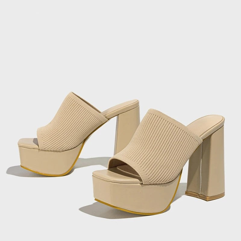 Mae chunky platform block heels - Beige