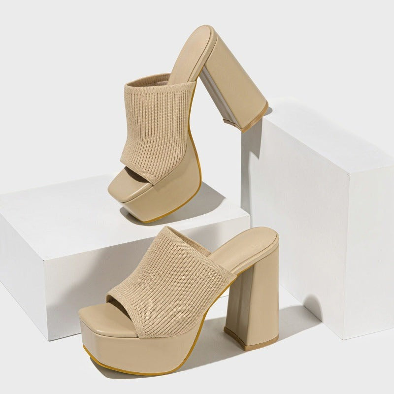 Mae chunky platform block heels - Beige