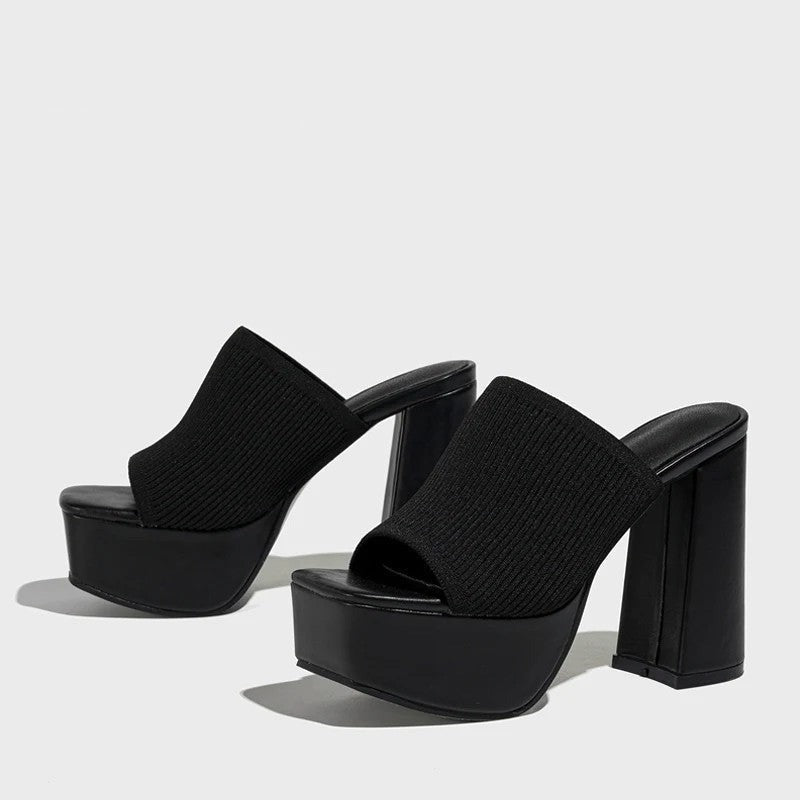 Mae chunky platform block heels - Black