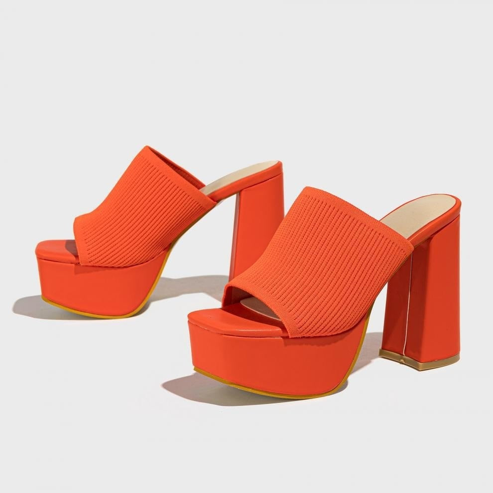 Mae chunky platform block heels - Orange