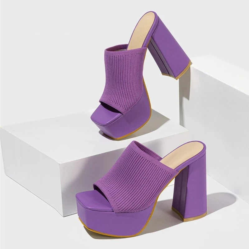 Mae chunky platform block heels - Purple