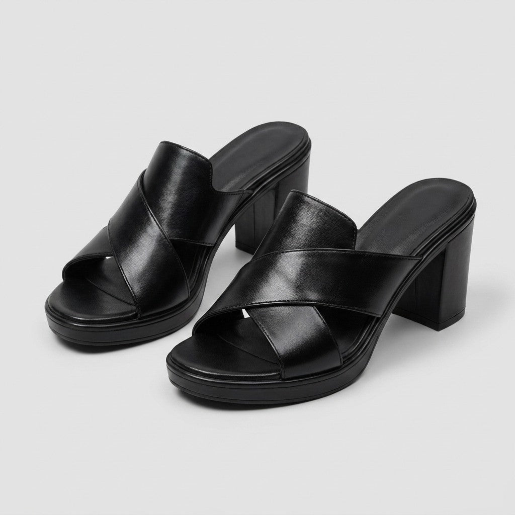 Mara platform block heel sandals - Black