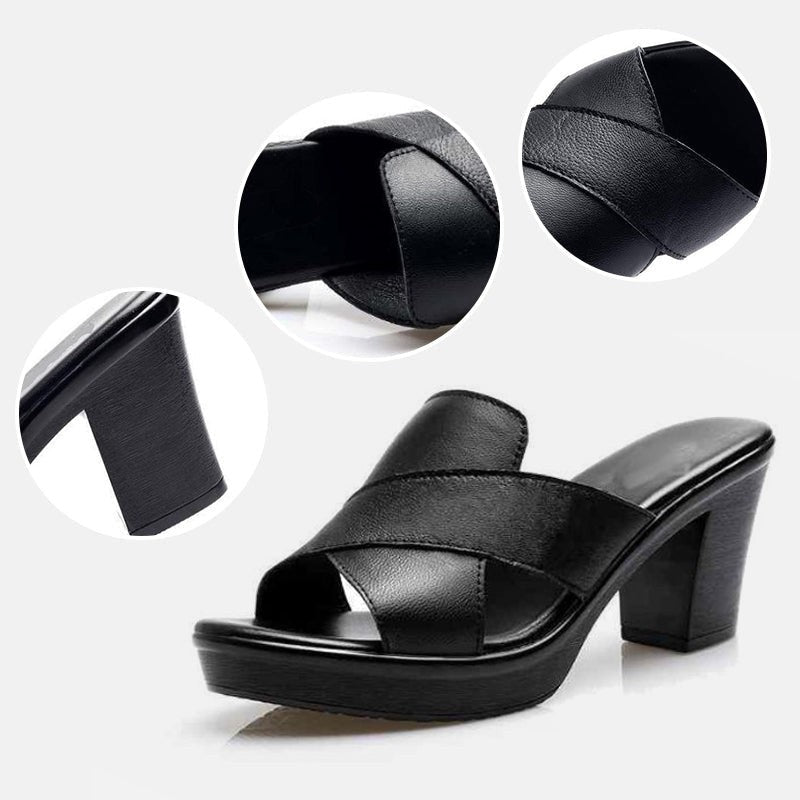 Mara platform block heel sandals - Black