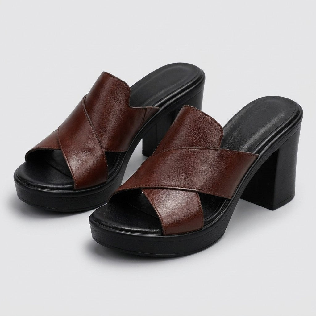Mara platform block heel sandals - Brown