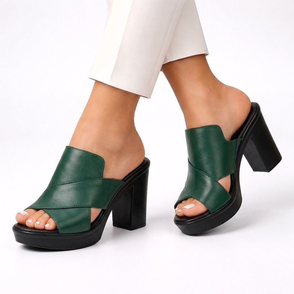 Mara platform block heel sandals - Green