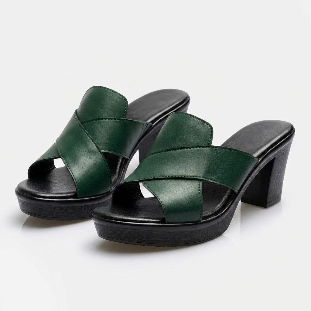 Mara platform block heel sandals - Green