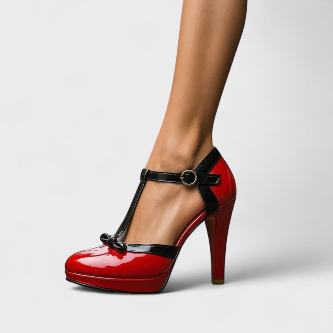 Nola t-strap platform heels - Red