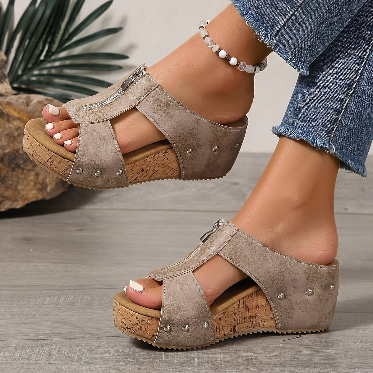 Opal cork wedge sandals - Beige