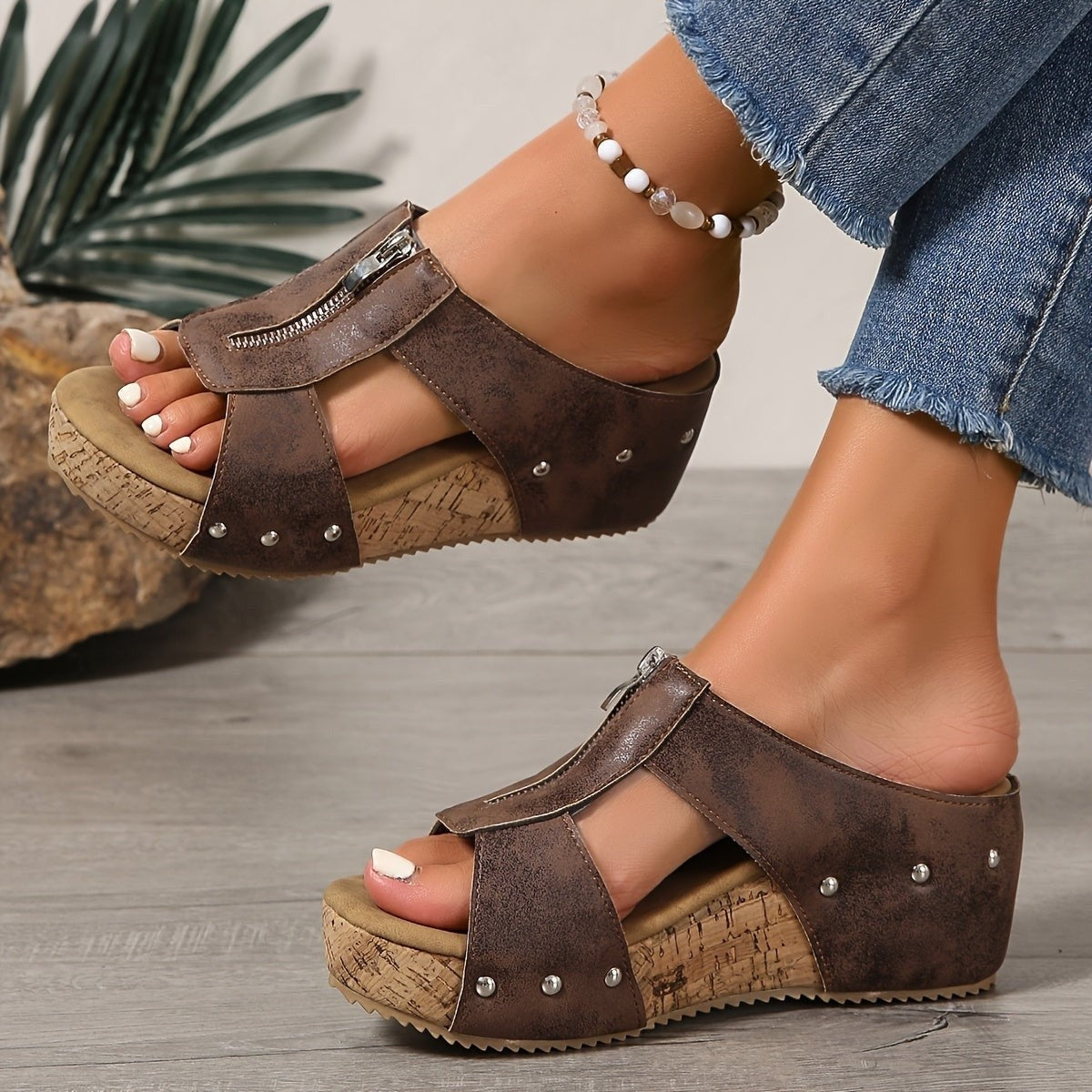 Opal cork wedge sandals - Brown