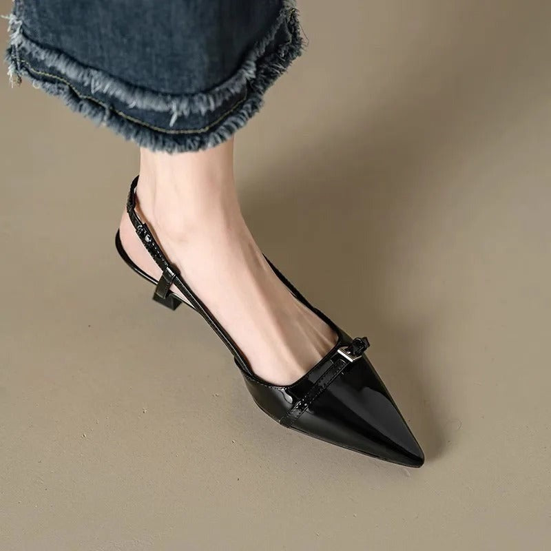 Perla pointed slingback heels - Black detail