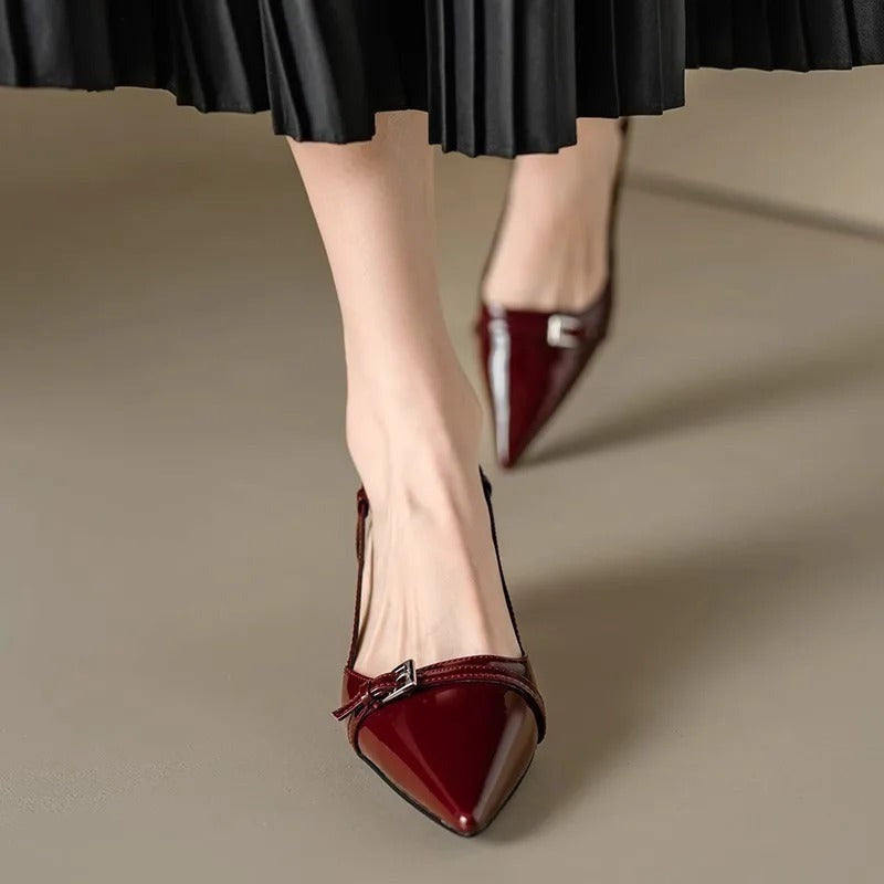 Perla pointed slingback heels - Red detail