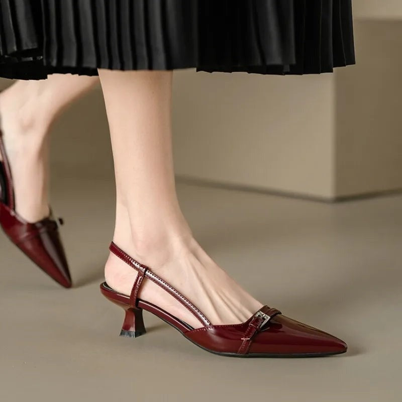 Perla pointed slingback heels - Red detail