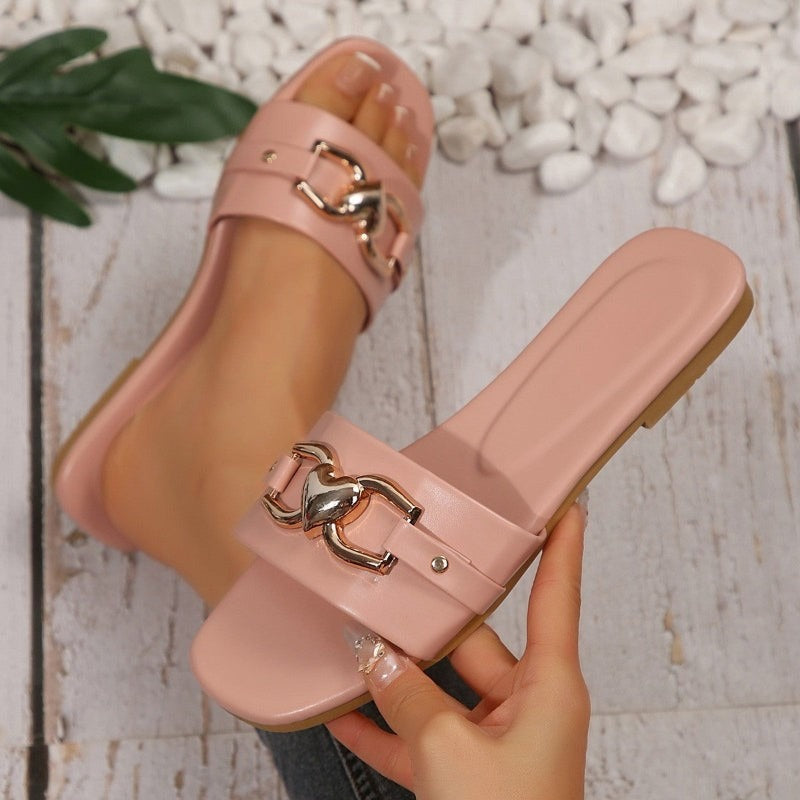 Perla flat slide sandals - Pink
