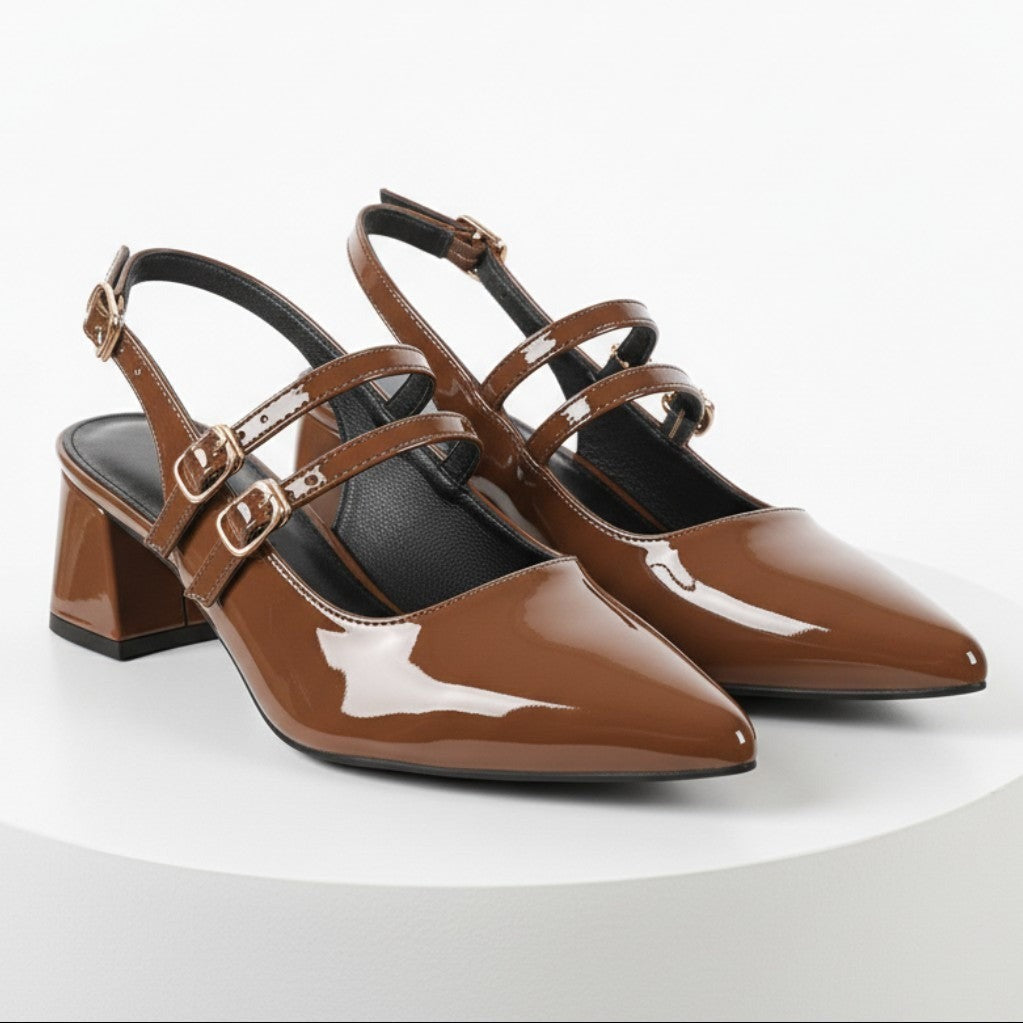 Tess pointed slingback heels - Brown