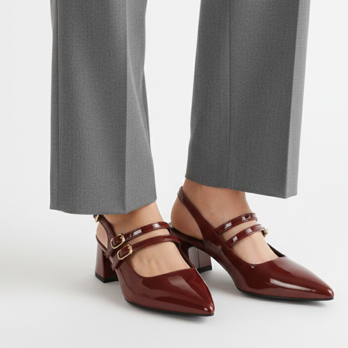 Tess pointed slingback heels - Burgundy detail