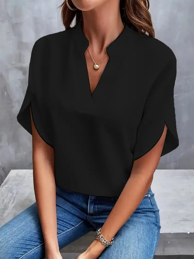 Elena V neck blouse - Black
