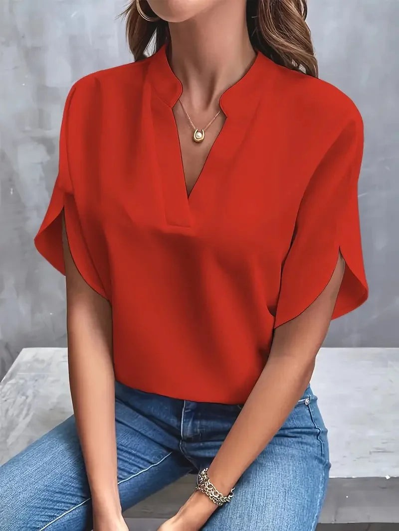 Elena V neck blouse - Red