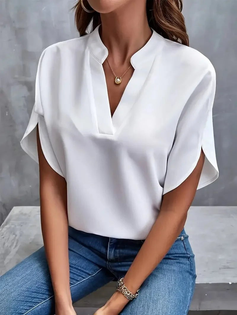 Elena V neck blouse - White