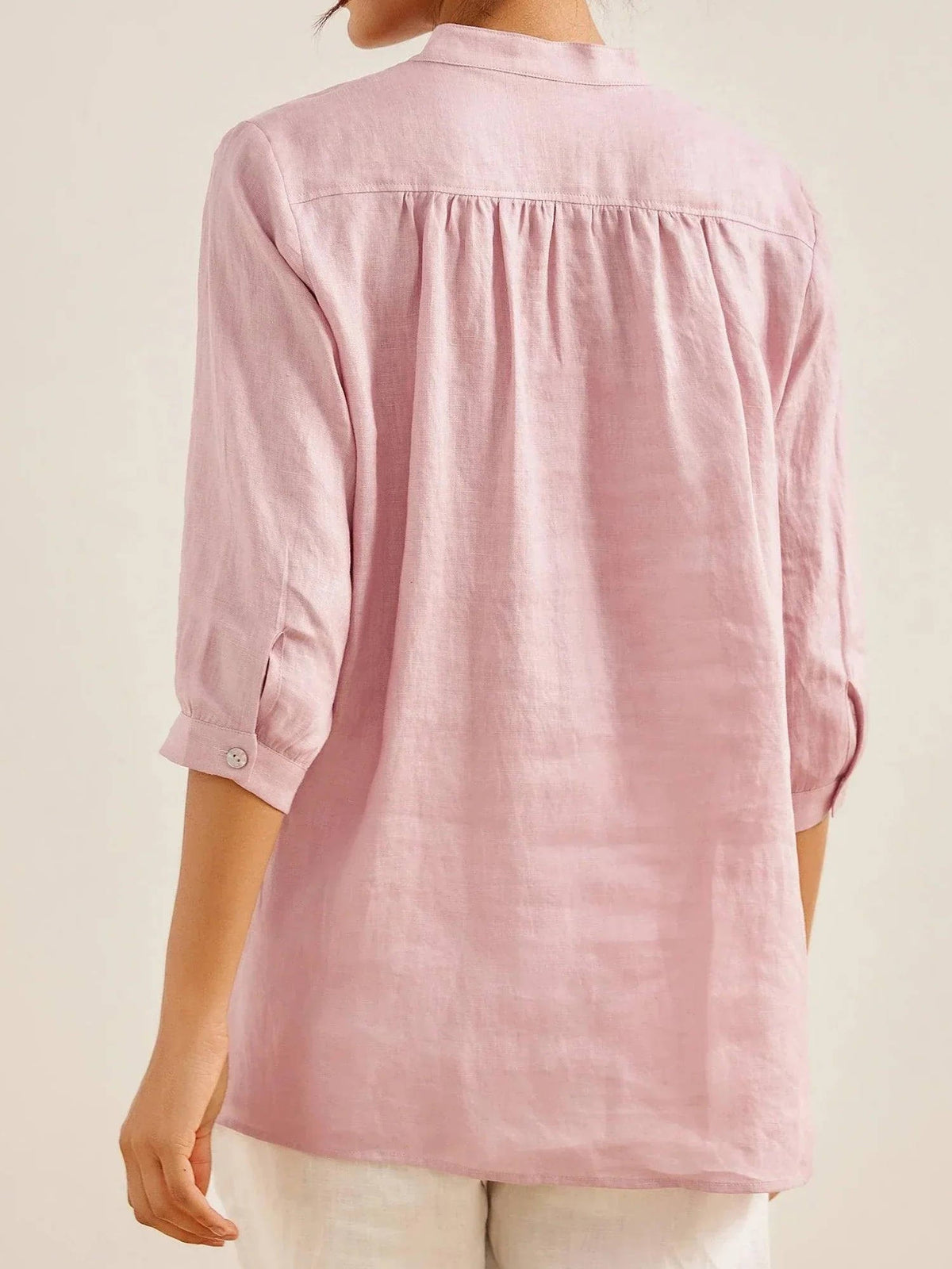 Lena V neck linen shirt - detail