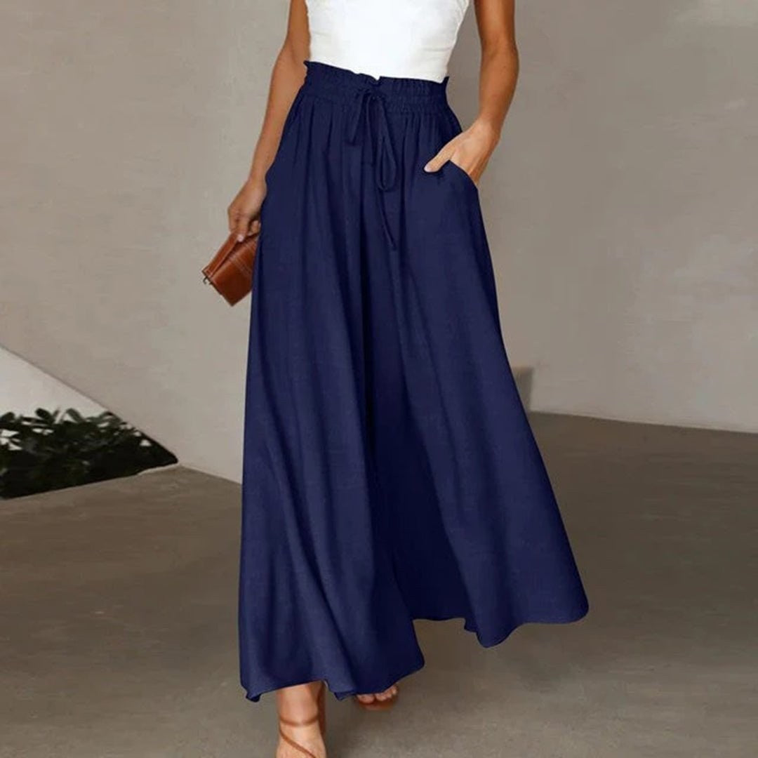 Sofia palazzo linen pants - Dark Blue