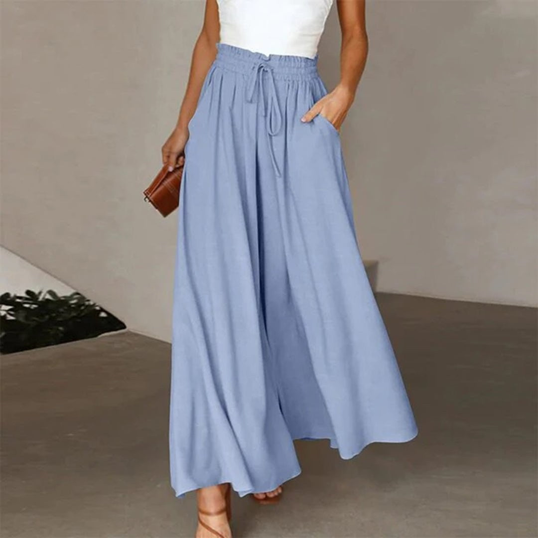 Sofia palazzo linen pants - Blue