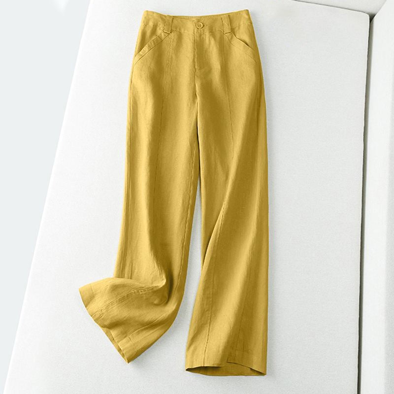 June wide leg linen pants - Yellow